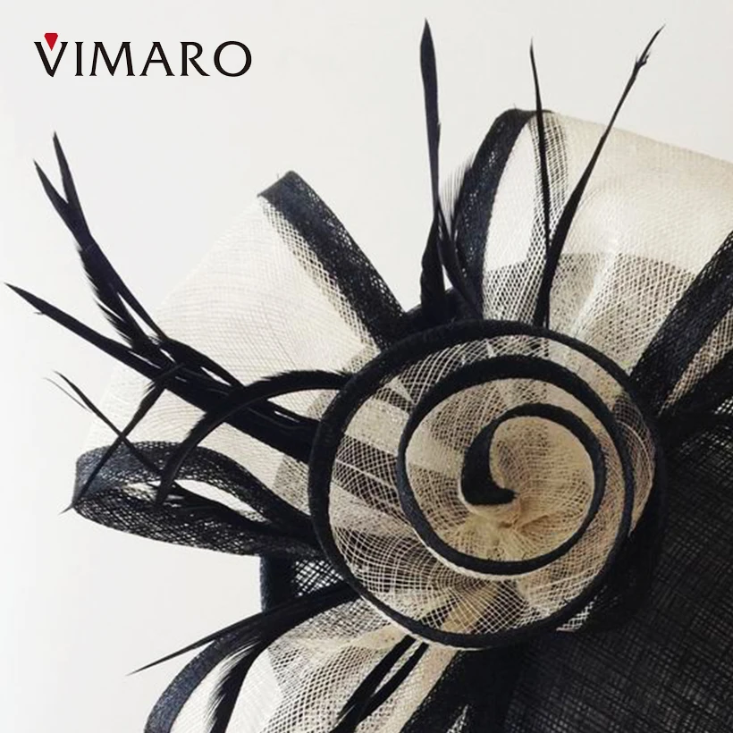 Дамы fascinators Черный Sinamay Для женщин Женские аксессуары для волос элегантный цветок