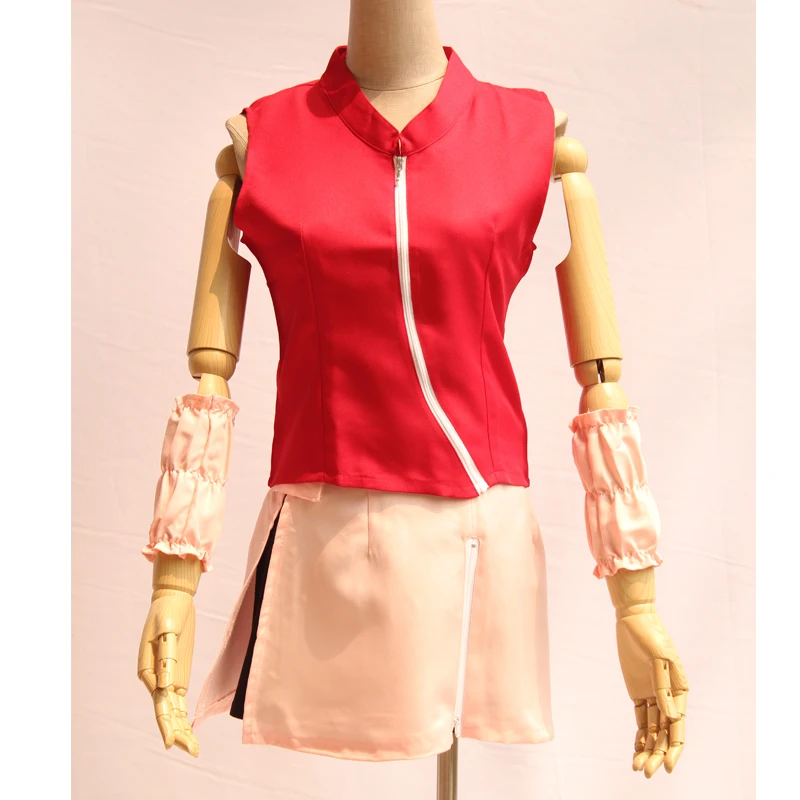 Naruto Cosplay Costume Haruno Sakura Anime Costumes Zipper Halloween Women Clothing Set Red Dropshipping | Тематическая одежда и