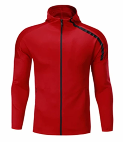 Red jacket ZMSM длинные пары мужчин и женщин наборы для бега футбол на открытом воздухе бег тренировки тренажерный зал фитнес куртки и брюки молнии с капюшоном спортивный костюм - Цвет: Red jacket