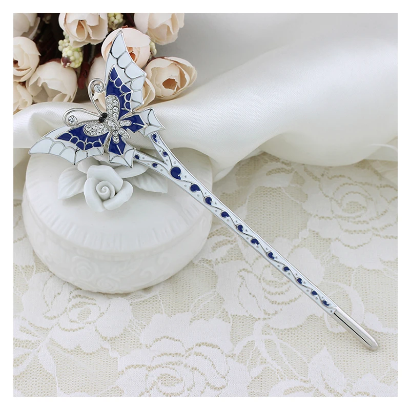 WXJCAN 5 Color unique double layer wing butterfly hair stick for jewelry Hairwear decorations on the head Charm gifts H1129 | Украшения и