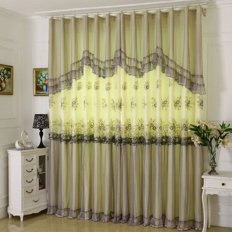 

Custom curtains Korean high-grade embroidery lace curtains living room bedroom windows cloth sheer voile curtain tulles E297