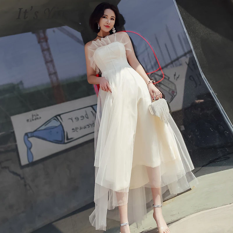 It's Yiya платье для выпускного бала без рукавов Vestidos de gala Ruffles женские вечерние ночные платья плюс размер лодочка шеи Выпускные платья E695