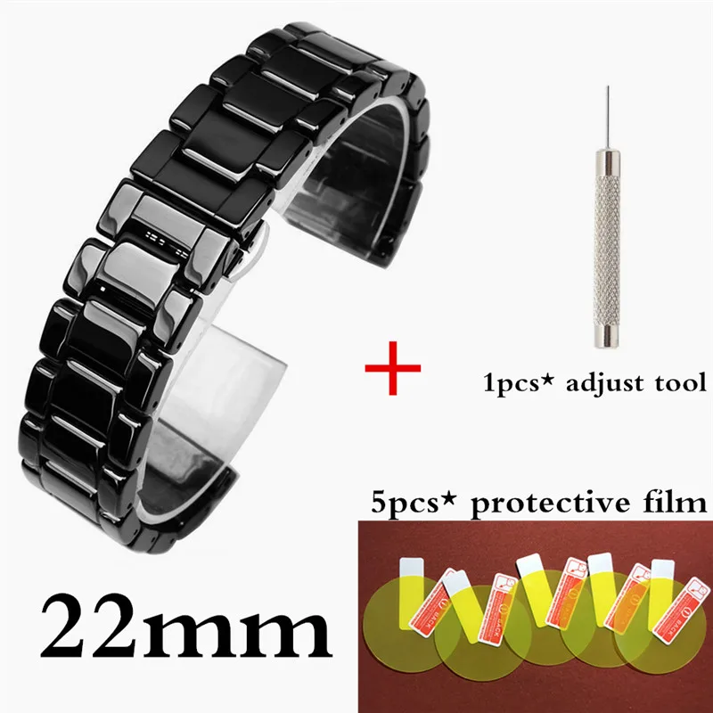 22mm black 20 мм 22 мм Amazfit Bip Lite браслет Stratos Rhythm керамический ремешок для часов HuaweiGT Honor Magic Dream Band с 5 шт защитой экрана - Цвет: 22mm black
