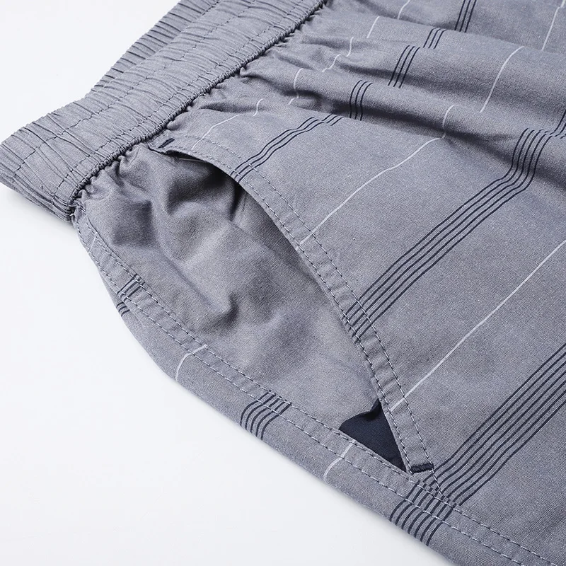 Men Cotton Running Shorts Elastic Pocket Breathable Sportswear Summer Casual Striped Short Trousers Plus Size Drop Shipping