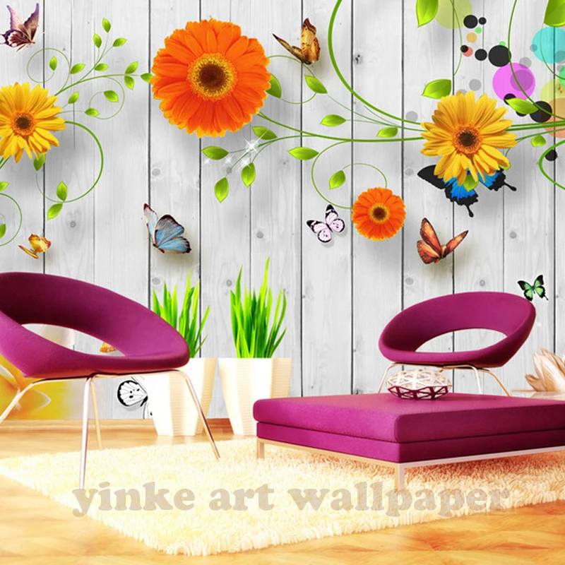 Современная ручная роспись 3d доска модные маленькие цветы фото обои Ресторан