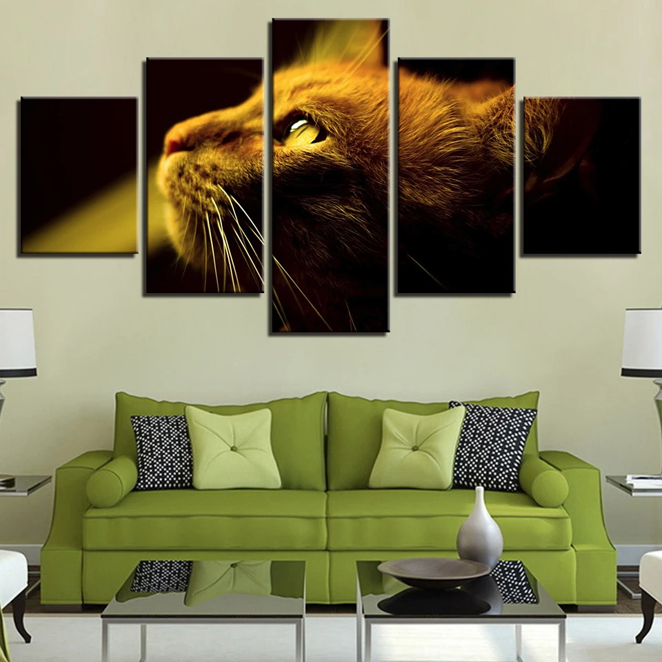 Wall Art HD печатает фотографии домашний декор Гостиная номер 5 шт. милые животные