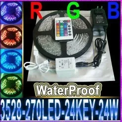 Водонепроницаемая светодиодная лента RGB 3528 SMD 270LED 5 м + ИК контроллер с 24 кнопками