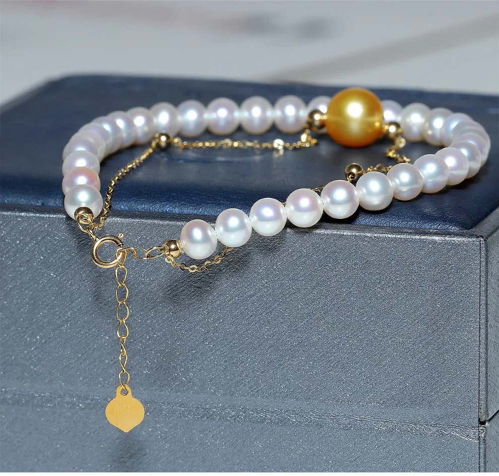 YS Real 18 K Gold Au750 золотой браслет 4-8 мм натуральный жемчуг Akoya& пресноводный жемчуг браслет ювелирное изделие для невесты