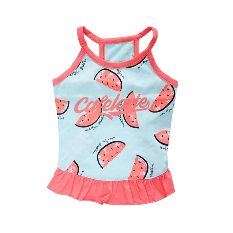 Dress Одежда для маленьких собак, французская футболка с бульдогом, с принтом арбуза, хлопковая одежда, летняя жилетка для собак, для чихуахуа, кота, щенка, костюм - Цвет: Dress