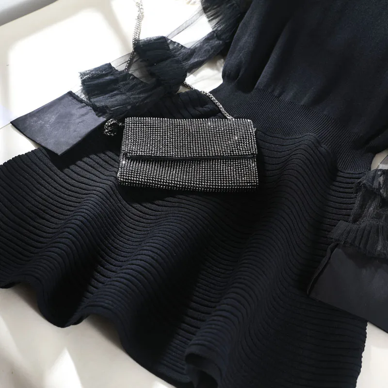 Весна-лето милое мини-платье женское с круглым вырезом ТРАПЕЦИЕВИДНОЕ Сетчатое