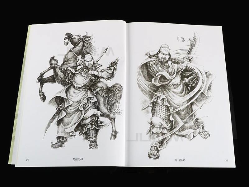 А4 тату-книги древняя история рыцарские люди Guan Yu тату шаблон линия колпачок коллекция художественное руководство 56 страниц