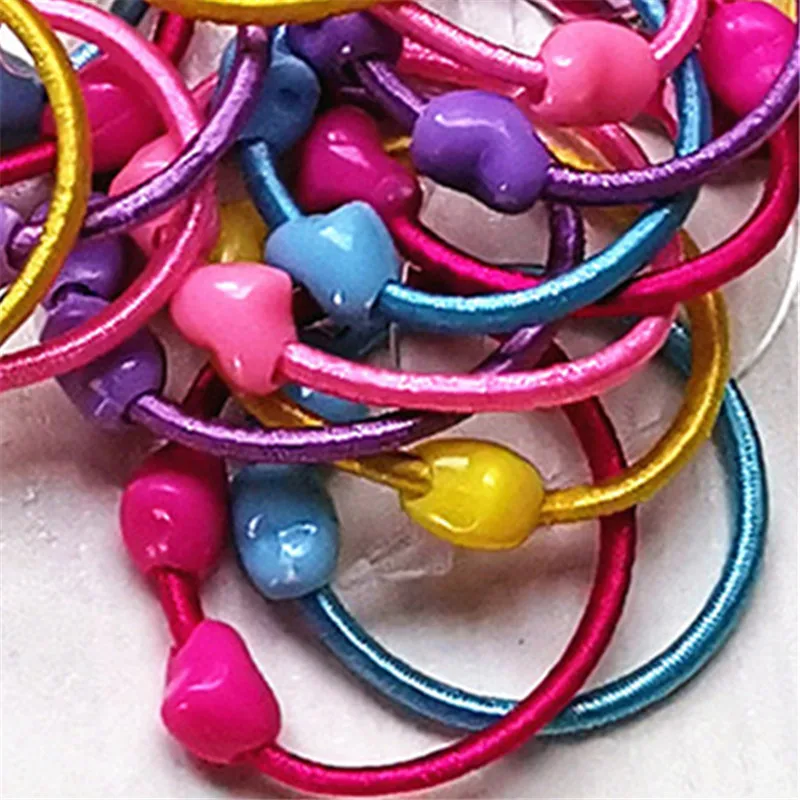 50 pcs Heart Style 100 шт./лот, милый конский хвост, держатель для волос, аксессуары для волос, тонкая эластичная резинка для детей, разноцветные резинки для волос - Цвет: 50 pcs Heart Style
