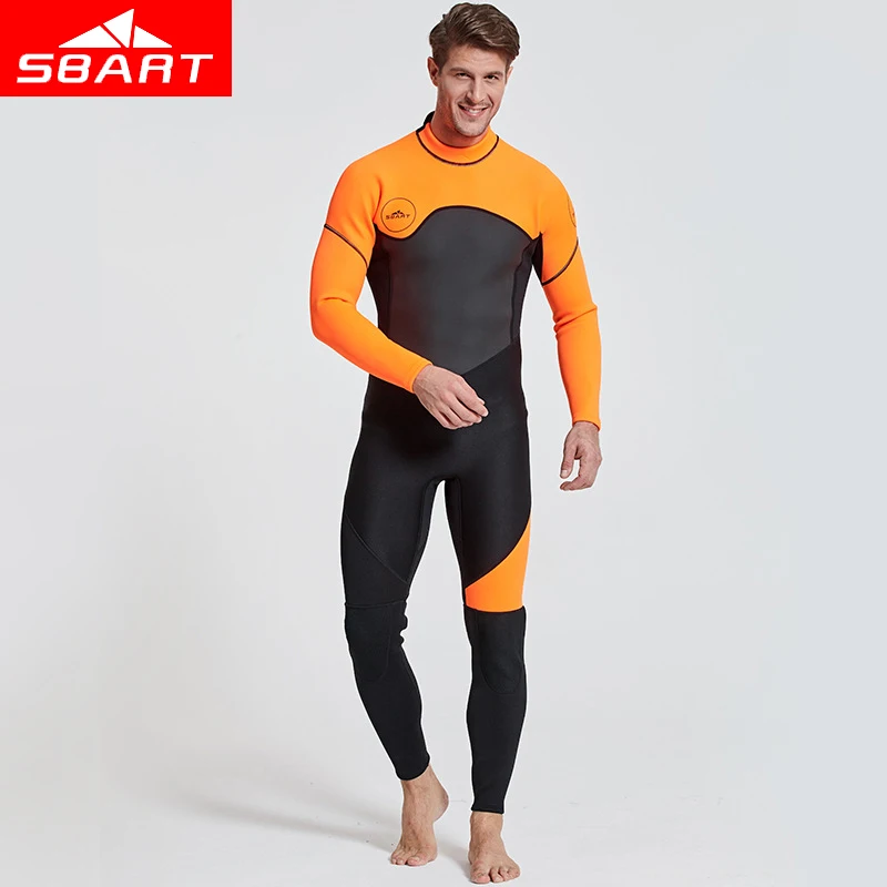 

SBART 3MM Neoprene winter thick warm Men One Pieces Wetsuit Surfing Snorkeling Swimwear Long Sleeved Jumpsuits Diving Suit