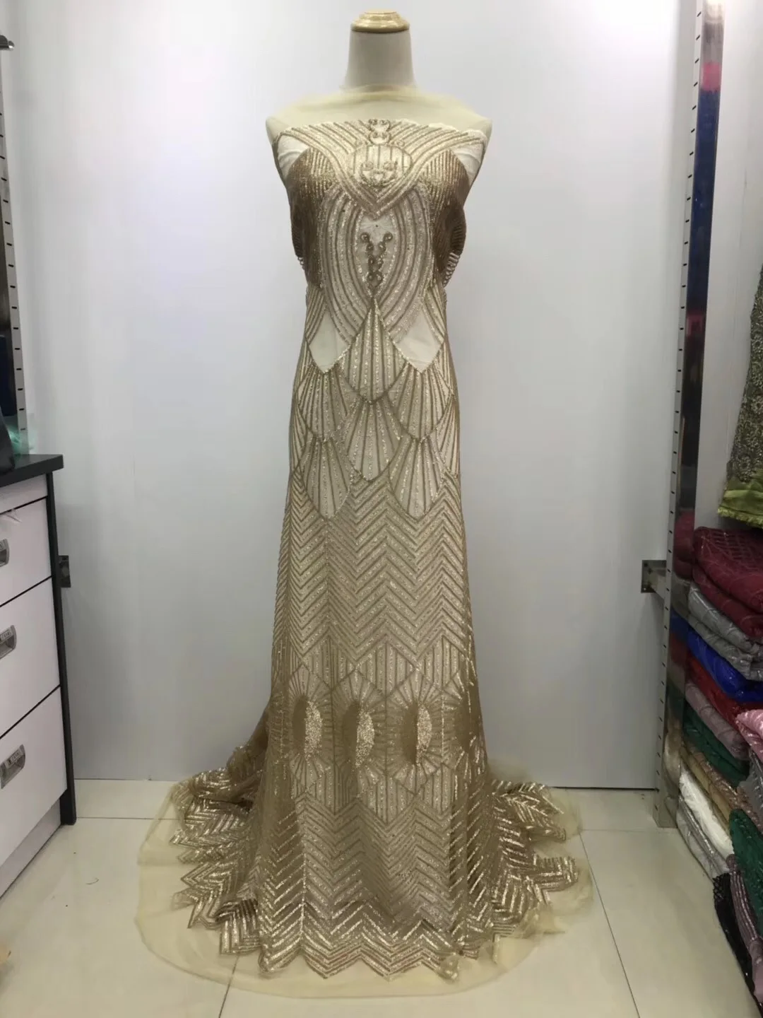 African Lace Fabric 2019 High Quality Sequin Embroidery Tulle 5yards For Bridal JL020 | Дом и сад