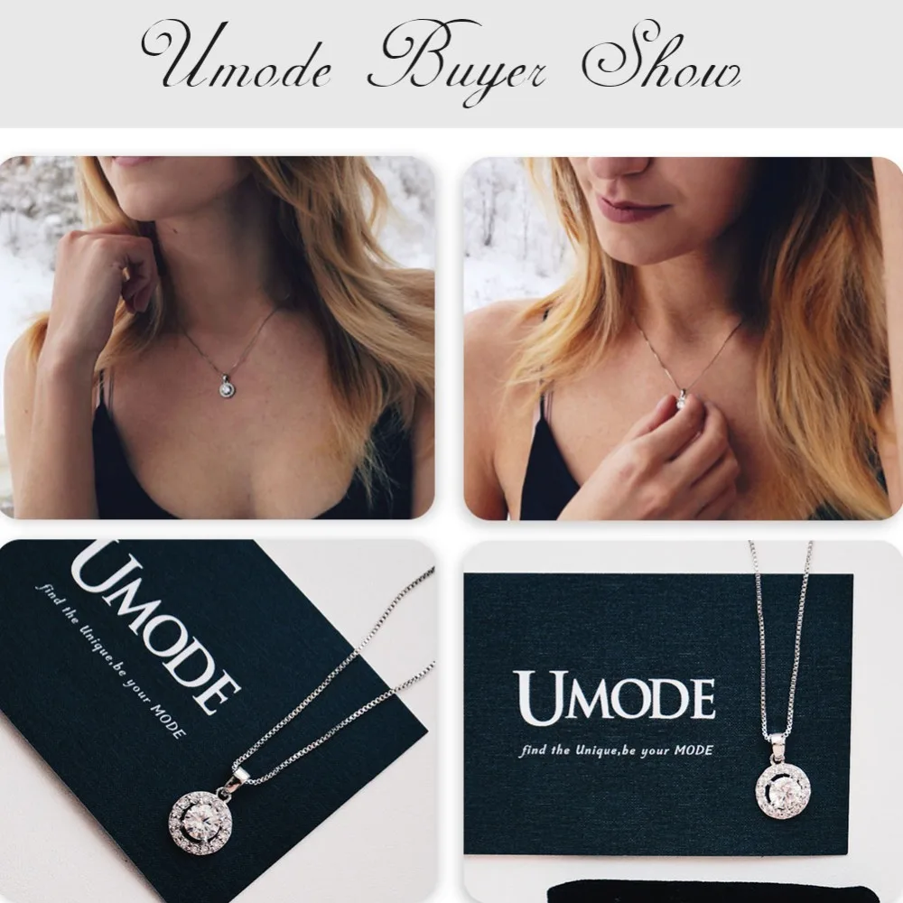 UMODE Круглое ожерелье с высококачественным фианитом класса ААА+ 0 6 карат огранки