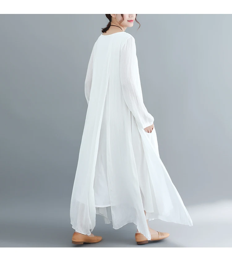 DIMANAF, женские длинные платья, хлопок, лен, элегантные, для девушек, Vestidos, осень размера плюс, женская одежда, свободное, соединенное, винтажное платье