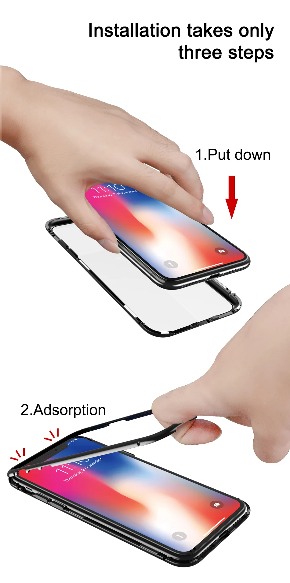 CASEIER Ultra Magnetic Phone Case For iPhone XS Max XR X Back Glass Cover For iPhone X 8 7 6 6s Plus Case Phone Accessories
