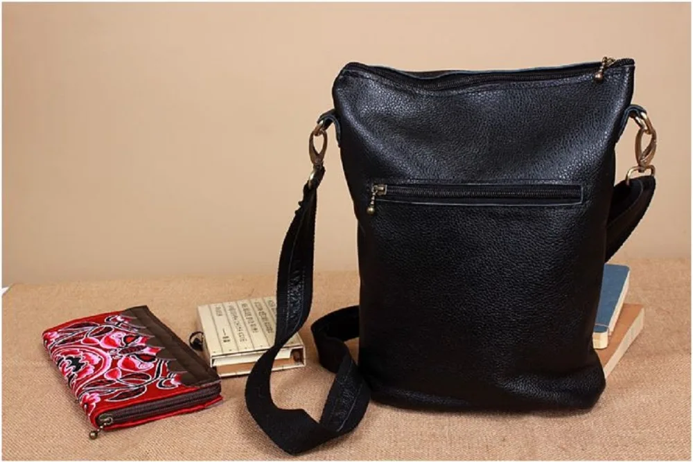 Кожа вышитые женщины Crossbody Сумка атласная Вышивка красивые модные женские туфли