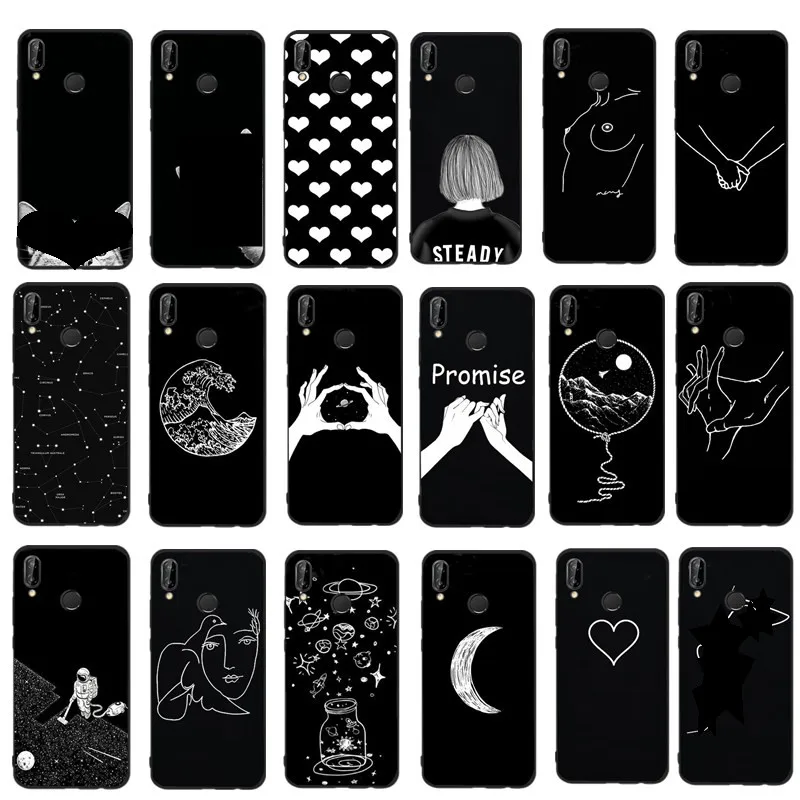 Чехол для huawei Mate 10 Lite чехол черный Художественный Линия P Smart P20 lite P9 P10 mini Coque кошка