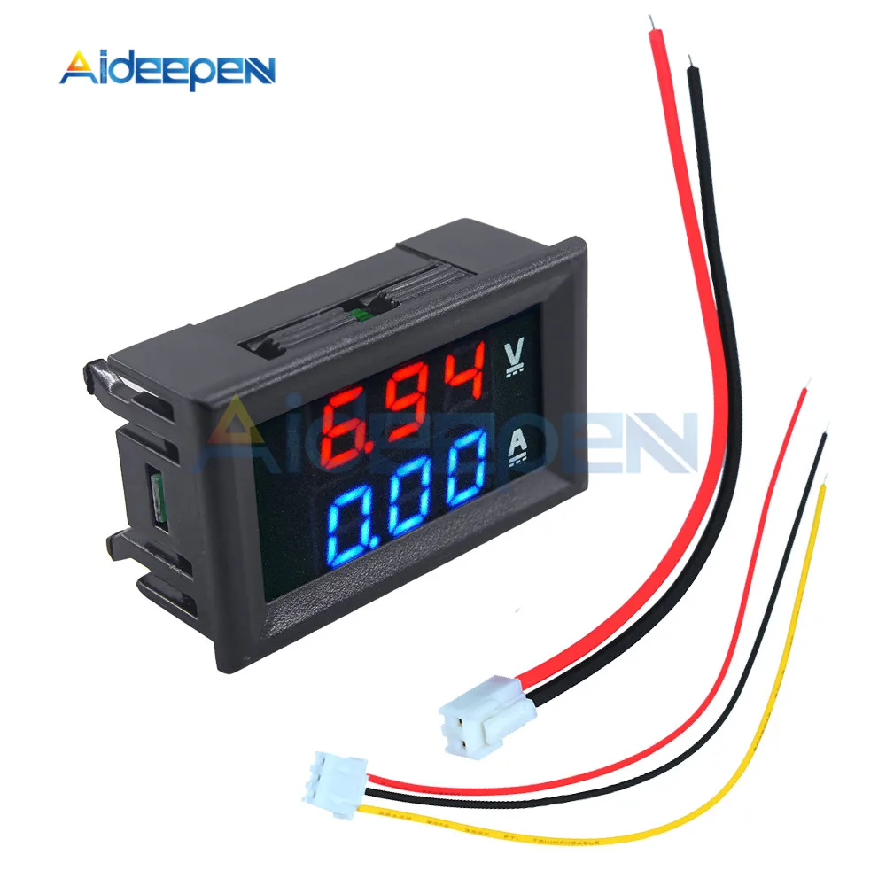 100V 10A Red Blue 0,28 дюймов светодиодный цифровой вольтметр Амперметр 50 в 100 в 200 в автомобильный мотоцикл измеритель напряжения тока детектор напряжения Тестер монитор панель - Цвет: 100V 10A Red Blue