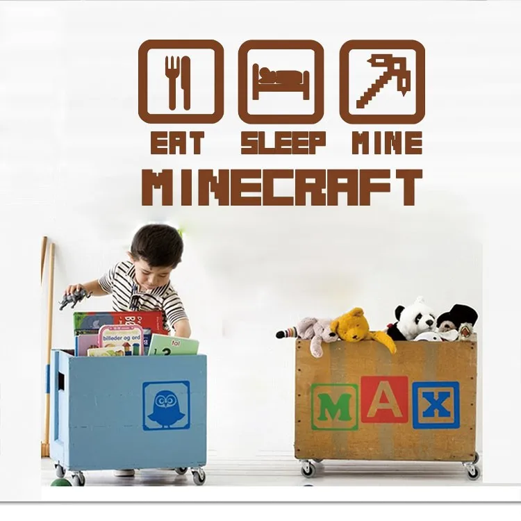 Наклейка на стену с надписью EAT SLEEP MINE | Дом и сад