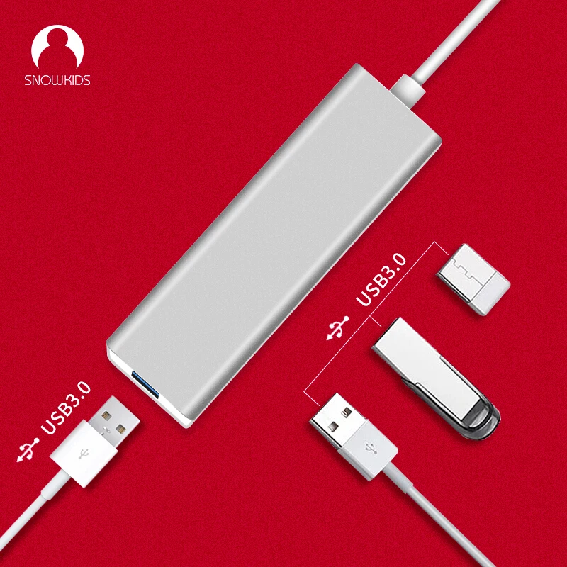 Snowkids USB 3 0 концентратор разветвитель адаптер аллюминовая оболочка Высокая