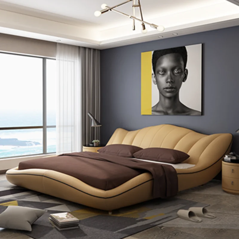 Современная роскошная кровать из натуральной кожи в итальянском стиле|Наборы