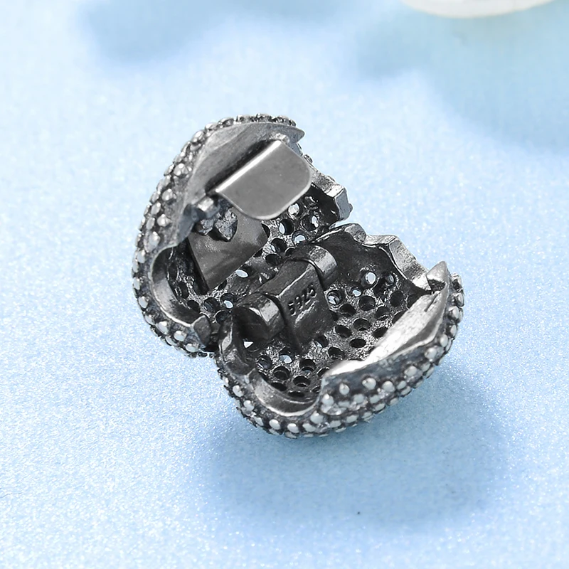 Модные бусины-зажимы в форме сердца из серебра 925 пробы с множеством фианитов