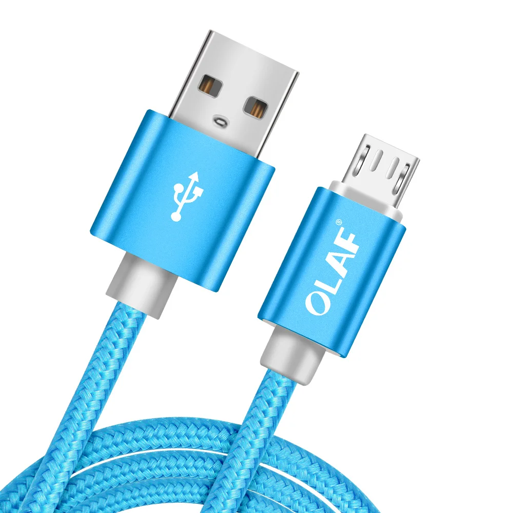 Blue Олаф нейлоновый Кабель Micro-USB в оплетке 1 м/2 м/3 м/1,5 м/0,25 м Синхронизация данных USB кабель зарядного устройства для samsung huawei xiaomi Android телефонный кабель - Цвет: Blue