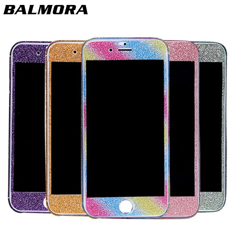 BALMORA 360 Giltter Body Sticker For IPhone 6 6s 7 8 Plus X Phone Screen Protector Apple Sparkle Full Cover Decal Skin Wrap |