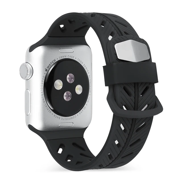 Спортивный мягкий силиконовый ремешок для Apple Watch Series4 3 2 1 42 мм 38 мм стильный ремешок замена ремешок браслет для iWatch - Цвет ремешка: black