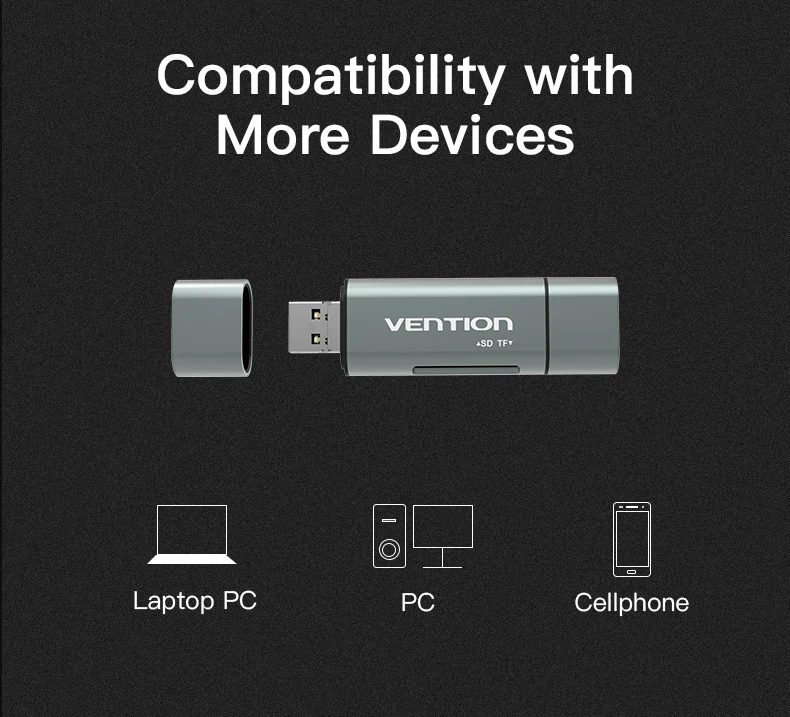 Vention SD Card Reader карта памяти картридер Micro USB 2.0 карт ридер Мини Micro SD памяти TF OTG Картридер для телефон с OTG fuction& PC