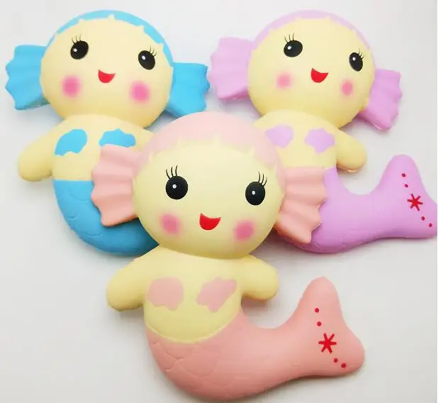 

18 см Kawaii Squishies Русалка Кукла медленно восстанавливающая форму мягкая сжимаемая детская игрушка бретельки Смешные гаджеты снятие стресса мягкий подарок