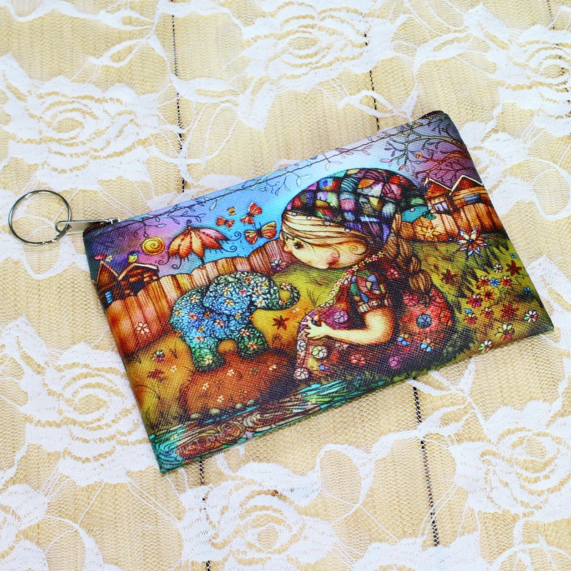 Женские кошельки с принтом слона кошелек для монет на молнии Женский мелочи