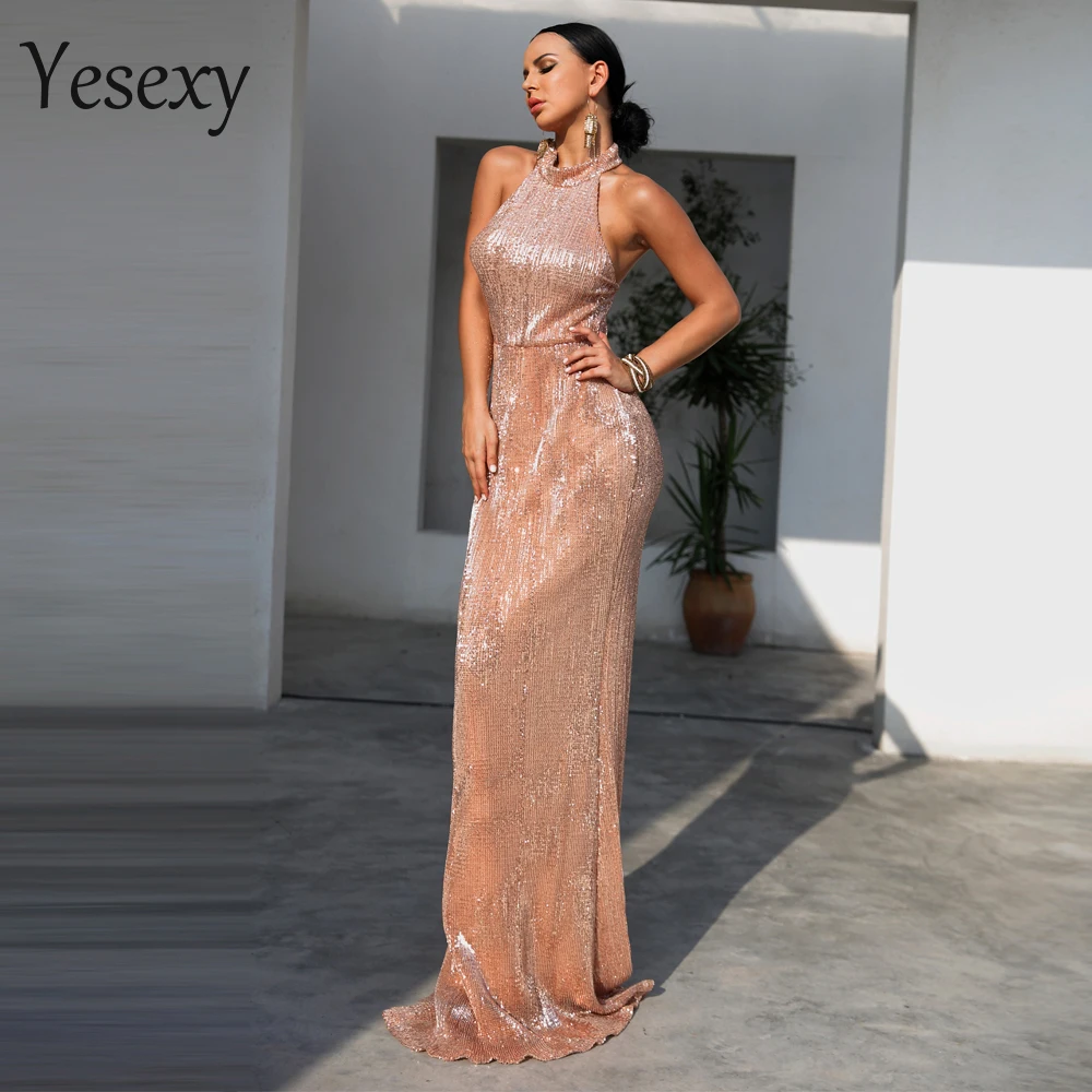 Yesexy 2019 Сексуальная Высокая шея с открытыми плечами низким вырезом на спине