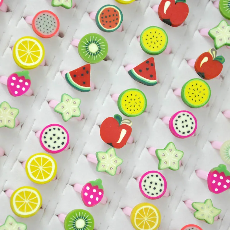 Детское кольцо из смолы с принтом арбуза апельсина 100 шт.|Кольца| |