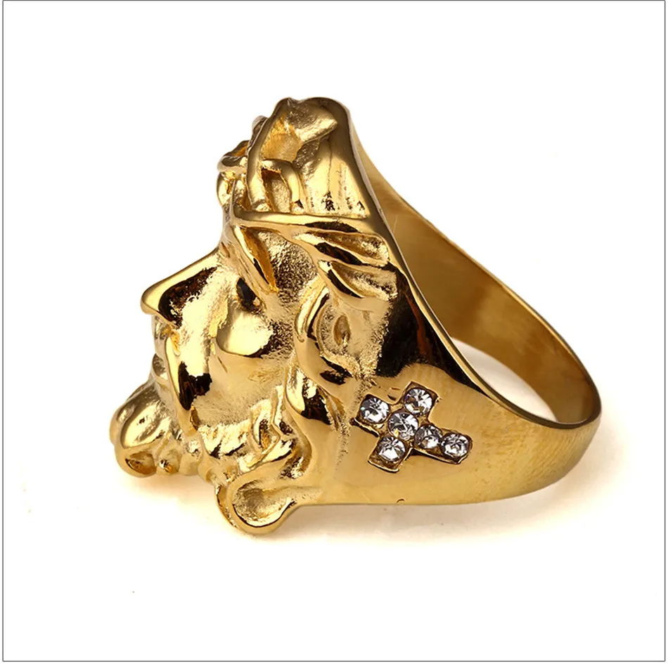 Мужское кольцо в стиле хип хоп UWIN Винтажное из нержавеющей стали золотого цвета