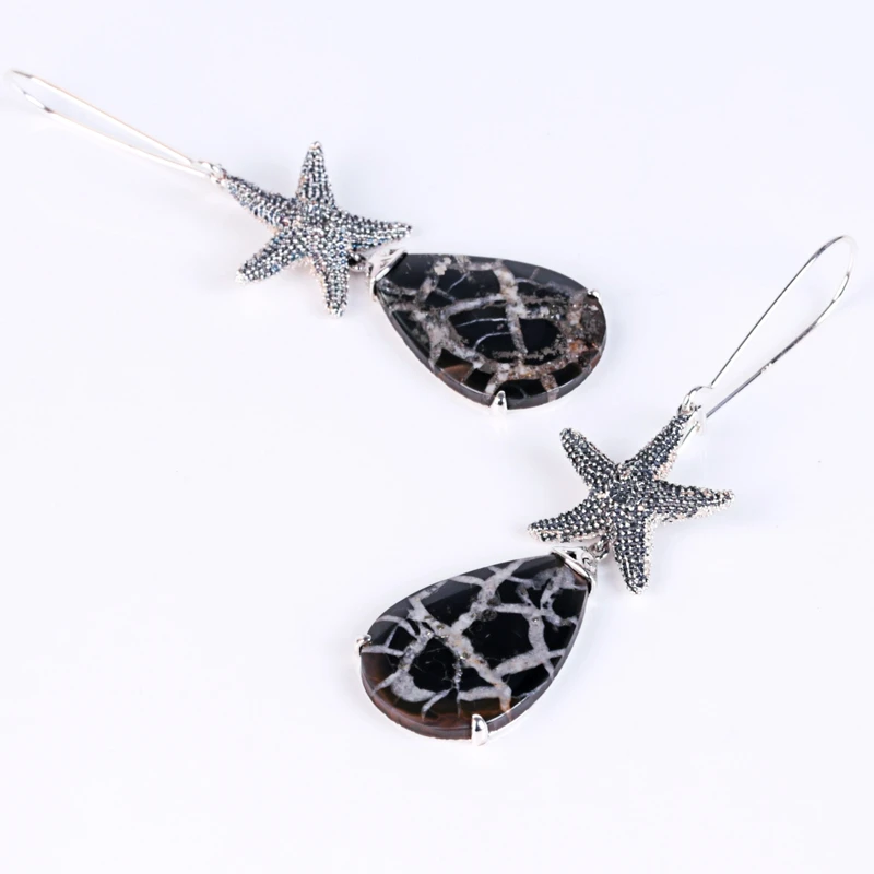 

Turtle Stone Wholesale High Quality 925 Jewelry With Silver Handmade Star With Drop Earrings For Women Lover Girls Best Gift