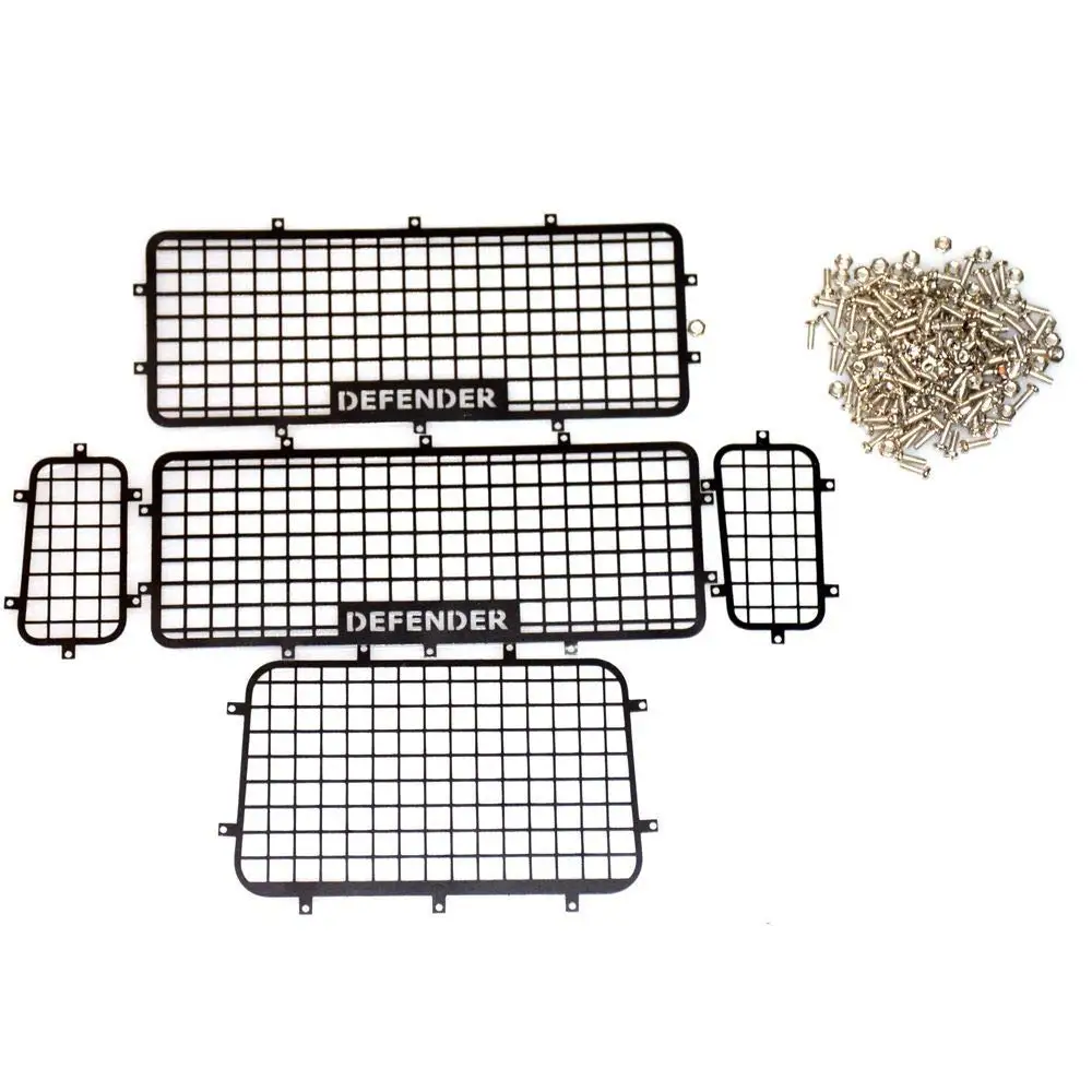 DJX 5PCS TRX4 Metal Window Mesh Protective Net DEFENDER Logo for 1/10 RC Crawler Car Traxxas TRX-4 Accessories | Игрушки и хобби