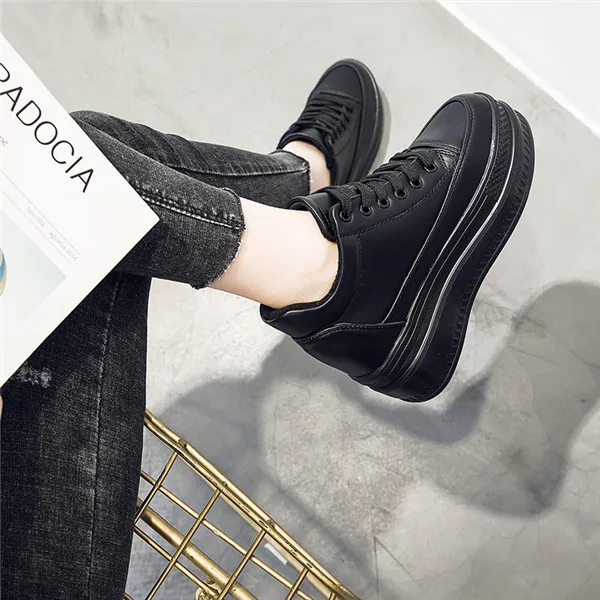 canvas sneakers platform fall shoes wedge autumn flats small casual springsneakers canvas shoe platform fall - Цвет: 3