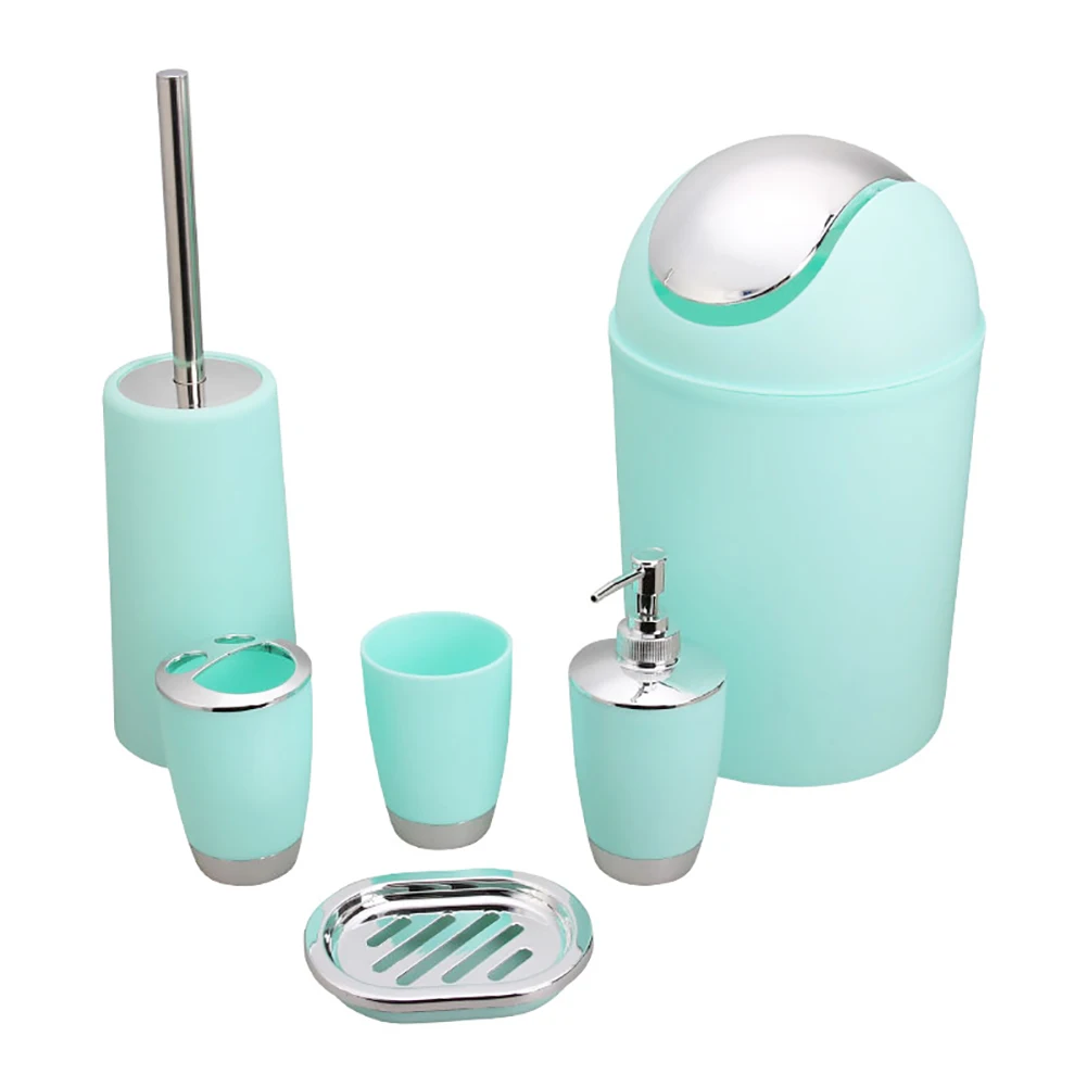 Mint Green 6 шт., набор туалетных принадлежностей для ванной, органайзер, креативное хранение, бутылка для лосьона, коробка для хранения зубных щеток, кружка, чашка, контейнер для мусора, органайзер, набор - Цвет: Mint Green