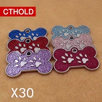 cthold 30 pcslot glitter stainless steel personalized dog id tag customized engraved cat pet tags kitten name phone no address