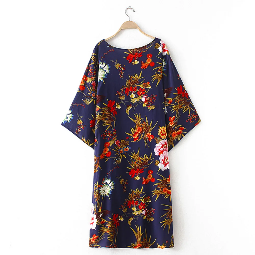 Женские летние блузки из хлопка с цветочным принтом свободная шаль кимоно