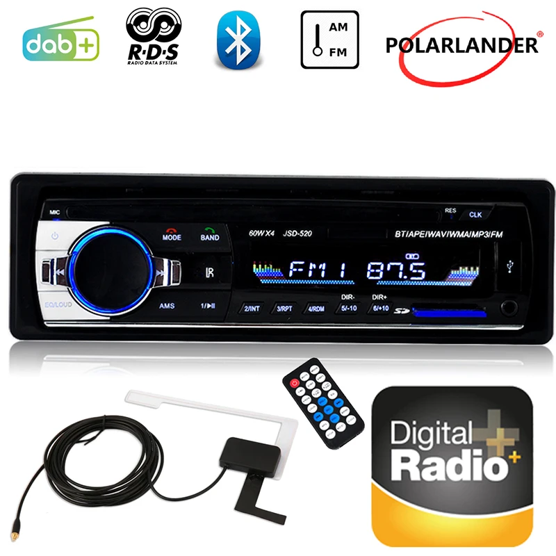 1 DIN Радио кассетный плеер DAB + USB Слот для SD карты Стерео Автомобильный