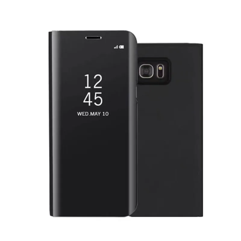 black SemgCeKen роскошный флип кожаный чехол для samsung galaxy S7 edge S7edge S 7 зеркальный pu умный Прозрачный чехол для телефона - Цвет: black