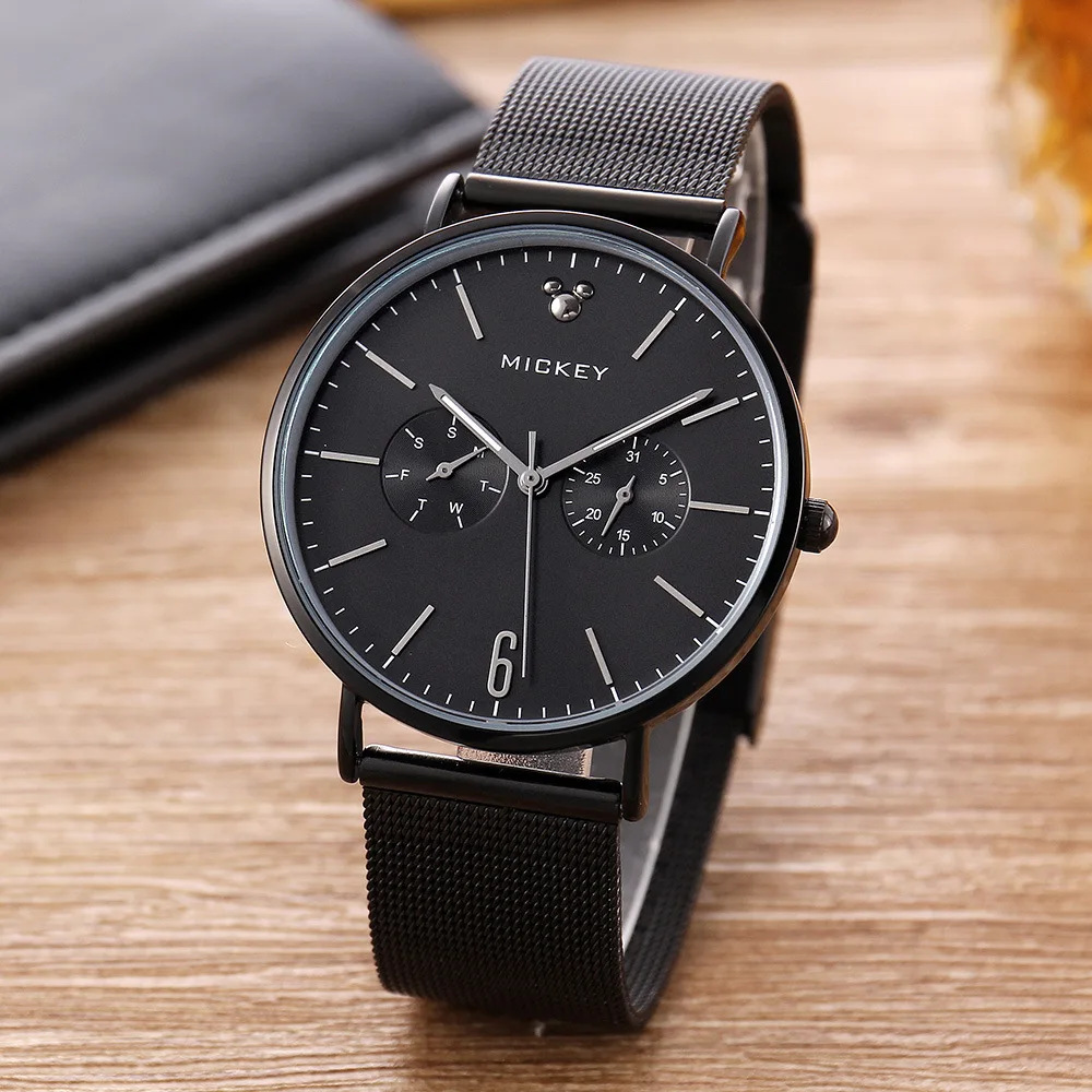 Мужские часы из нержавеющей стали бизнес Дисней бренд Микки Маус мужские