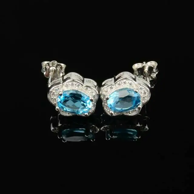 Kjjeaxcmy Fine Jewelry, серебро 925 инкрустация Природный Голубой Топаз установить минималистский бутик от имени серебро