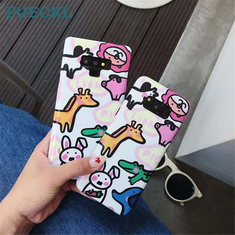 Cartoon Zoo Lion Rabbit Animal Case For Samsung Galaxy S8 S9 S10 Plus Lite S7 Edge Note 8 9 Matte Soft IMD Silicon Cover |