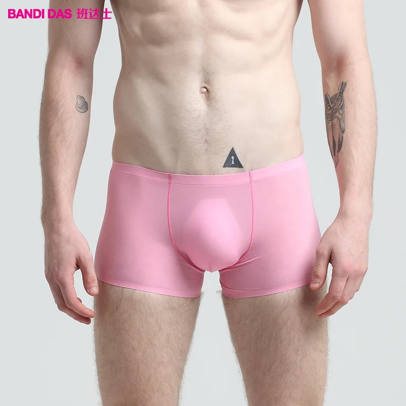 Ультратонкие гладкие мужские трусы из вискозы нижнее белье боксеры розовые