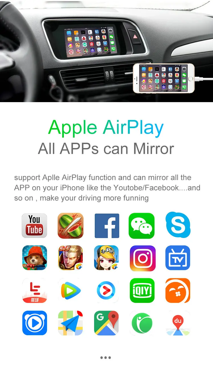Carplay Box для AudiA4A5A6B9Q5 оригинальный экран обновление системы MMI видеоинтерфейс AirPlay с